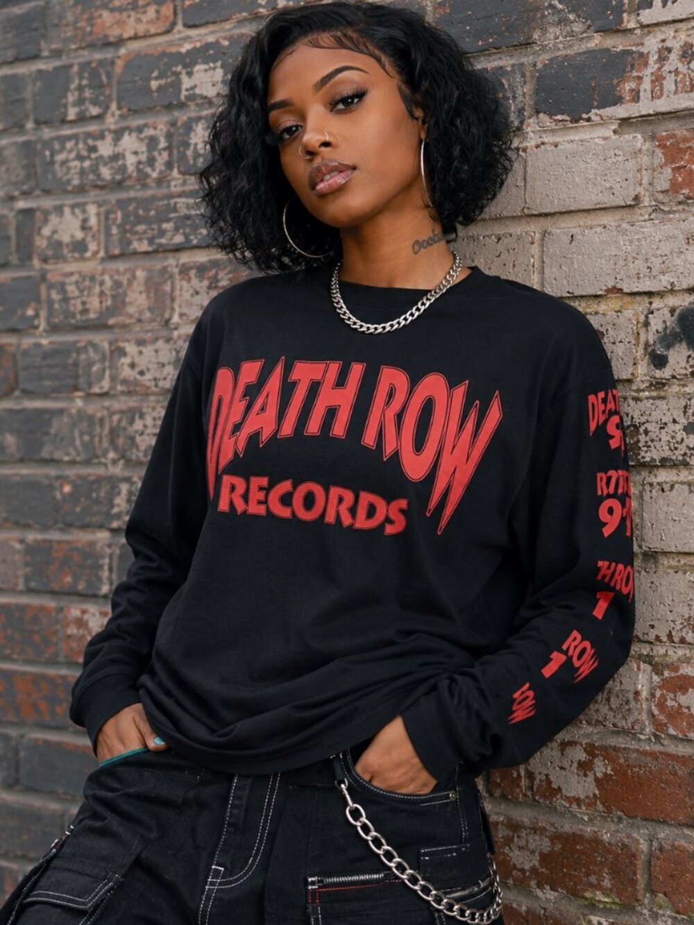 Death Row Records Long SLeeve NWOT Size Small  Black Womens